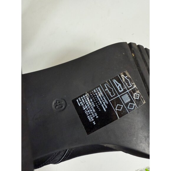 Divided Chunky Heel Ankle Boots Size 9.5 Biker Chic Black Platform Lug Shoe Edgy - Picture 14 of 16